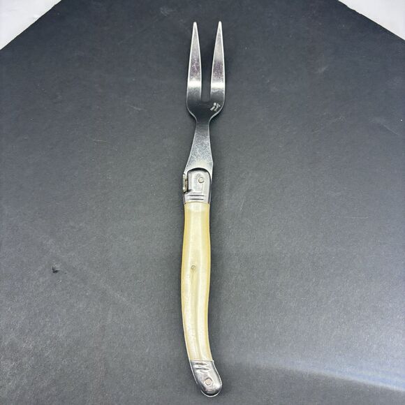 Jean Dubost Laguiole Diox Bee Carving‎ Fork Straight Tines Faux Mother of Pearl - Picture 2 of 16